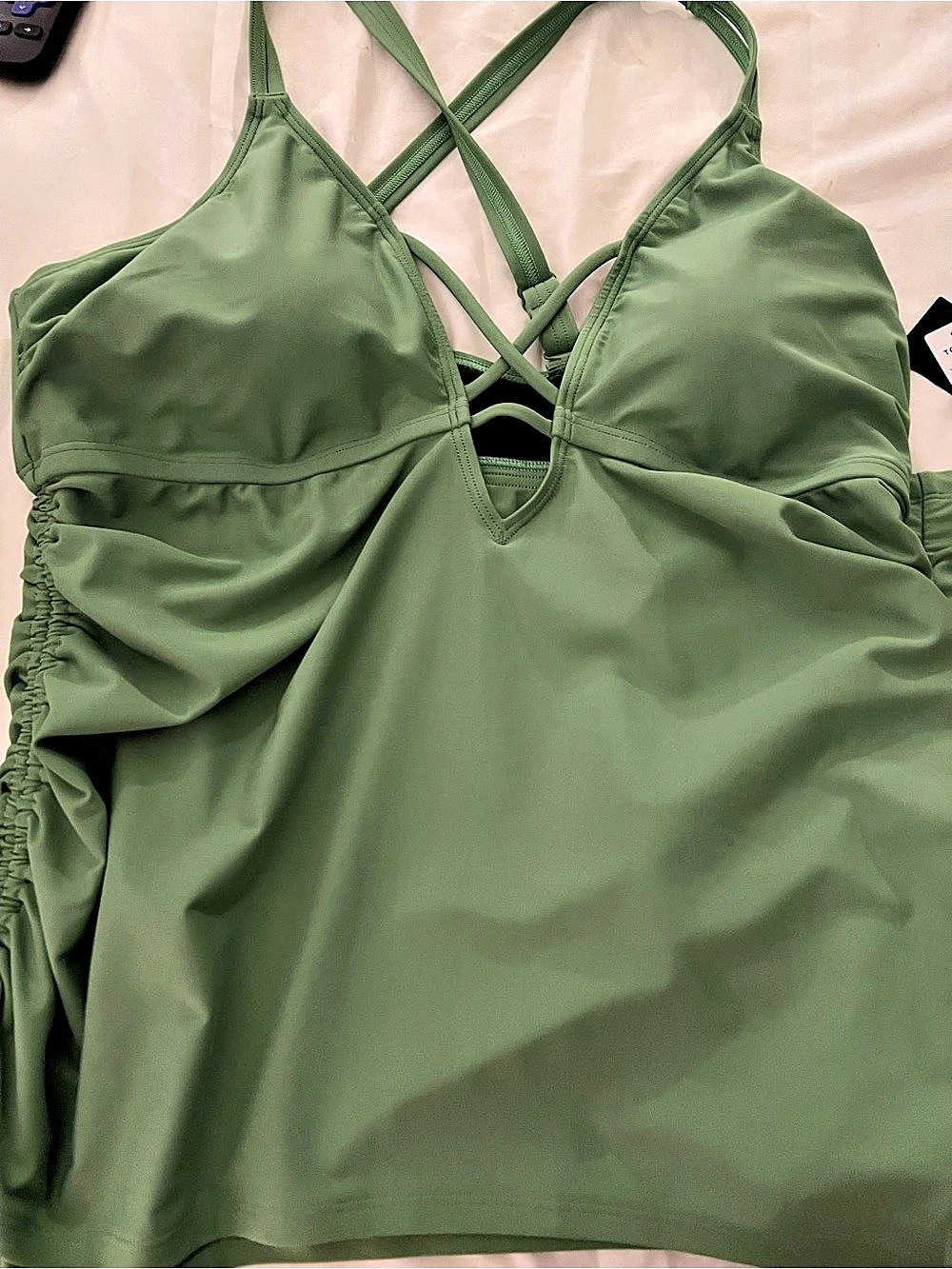 Torrid Wire-Free XO Cinch Side Tankini in Avocado Size 1 bottoms and Size 0 top